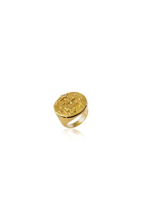 Anel Zodiaco Sagitario Amarelo C/ Diamante Chocolate - 17