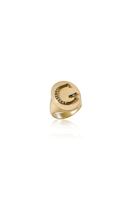 Anel Stampo g Amarelo C/ Diamante Chocolate - 17