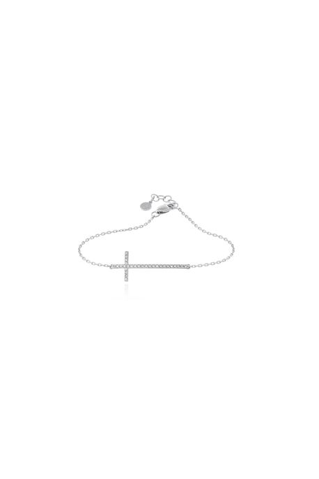 Pulseira Cruz Diamante Branco C/ Diamante Ttlb - U