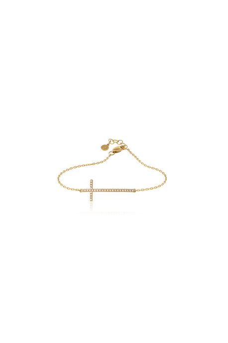 Pulseira Cruz Diamante Ouro Amarelo - U