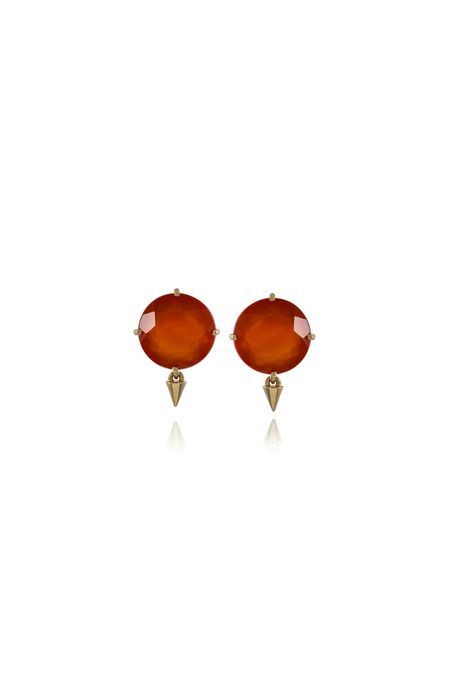 Brinco Shapes Redondo Amarelo C/Calcedonia Laranja - U