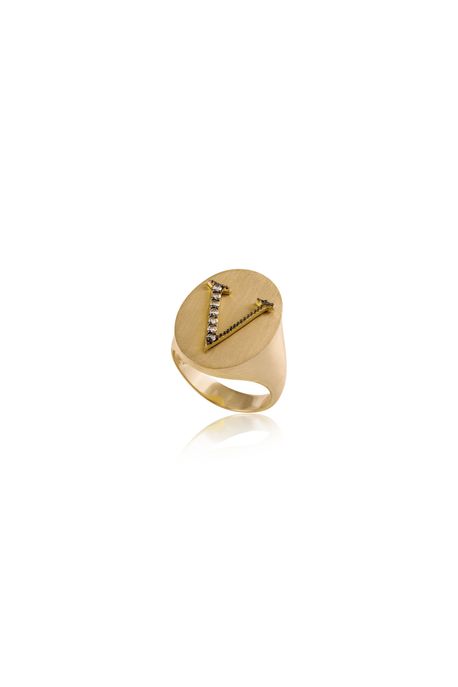 Anel Stampo v Amarelo C/ Diam Chocolate - 17