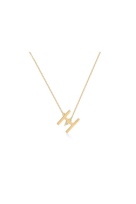 Colar Lettera h Amarelo Com Diamante Ttlb - U