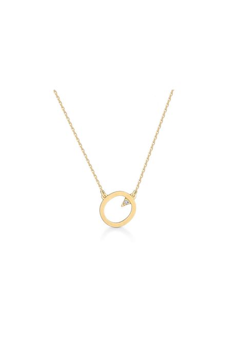 Colar Lettera o Ouro Amarelo Com Diamante - U