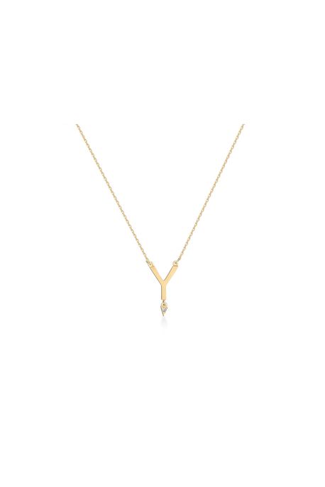 Colar Lettera y Amarelo Com Diamante Ttlb - U