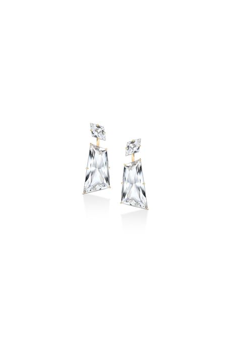 Brinco Times Duplo Ouro Amarelo Com Topázio White - U