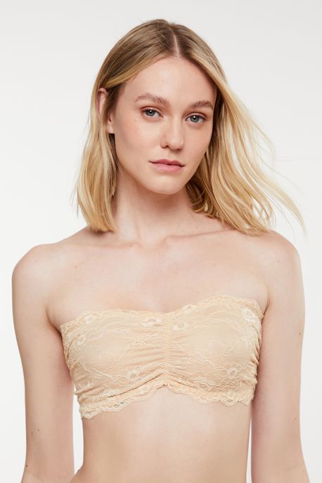 Top De Renda Faixa Com Tiras Amarelo Amarelo Apricot - P