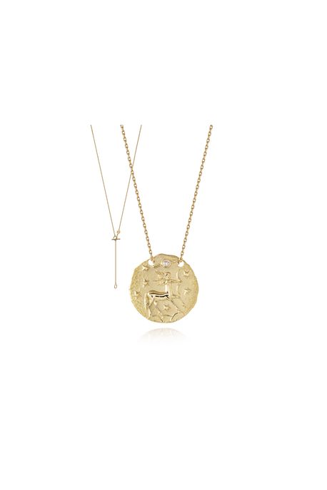 Colar Zodiaco Sagitario Amarelo Com Diamante Chocolate - U