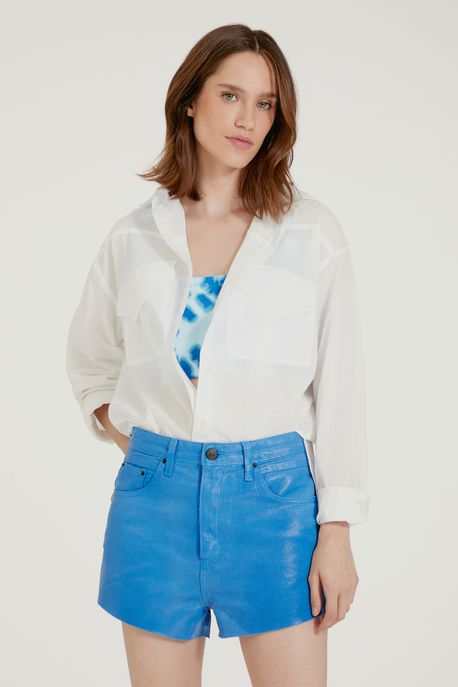 Short Box Barra a Fio Likeleather Azul Klein - 42