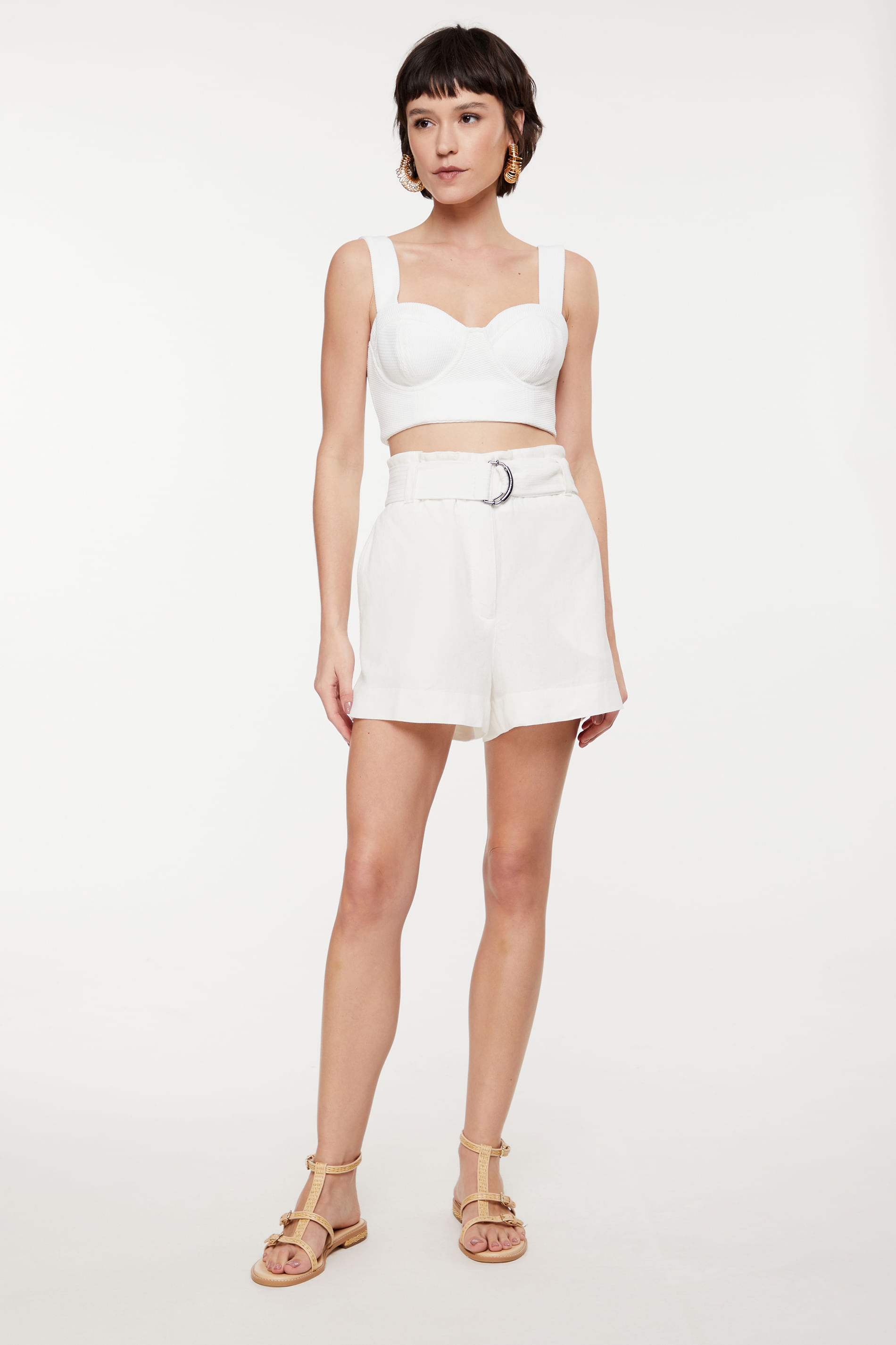 short de linho verde