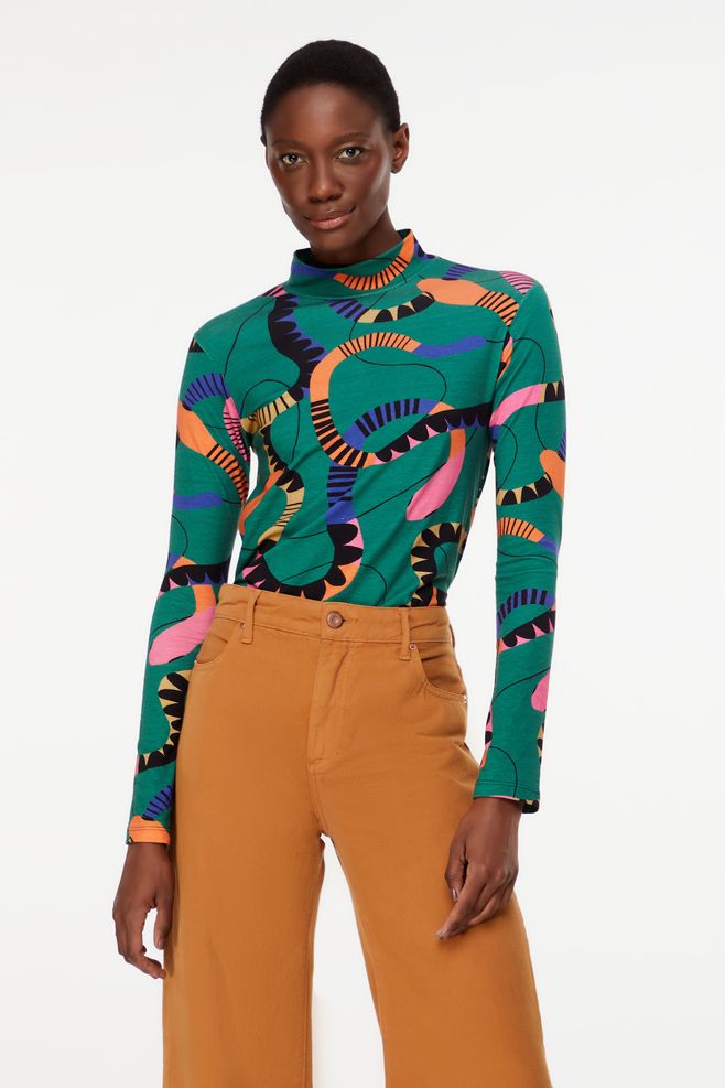 blusa de manga longa estampada