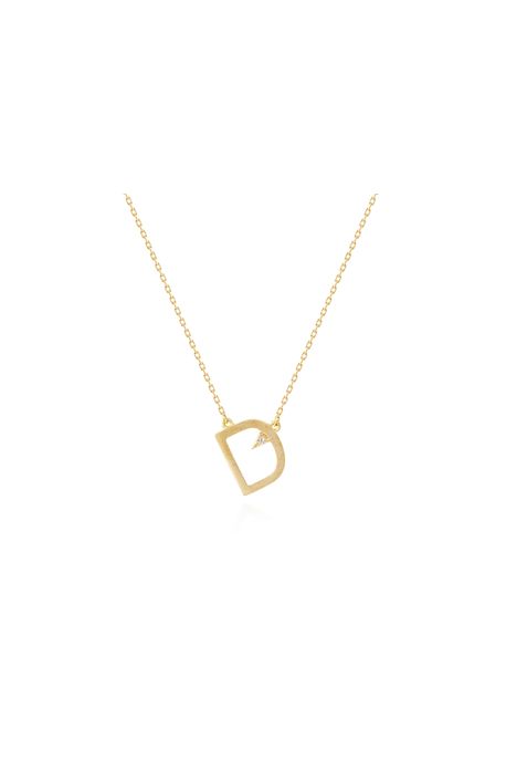 Colar Lettera d Amarelo Com Diamante Ttlb - U