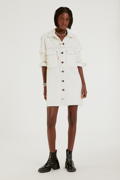 Chemise Sarja Maxi Bolsos Off White - M