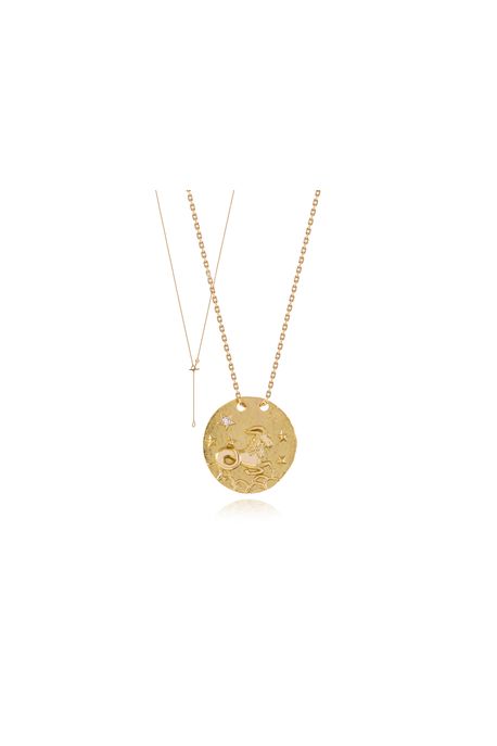 Colar Zodiaco Capricornio Amarelo Com Diamante Chocolate - U