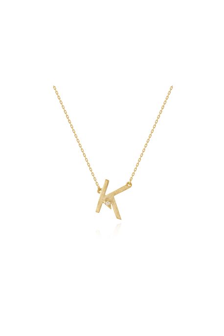Colar Lettera k Amarelo Com Diamante Ttlb - U