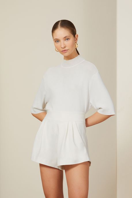 Short De Malha Estruturada Com Pregas Off-White Off White - M