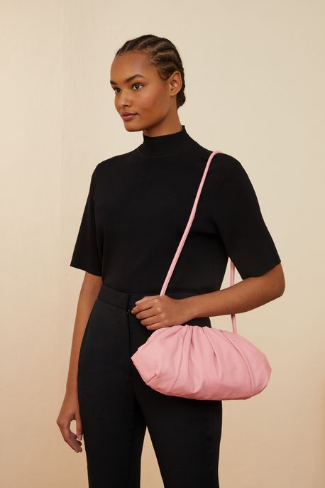 Bolsa De Couro Bucket Rosa Rosa - U