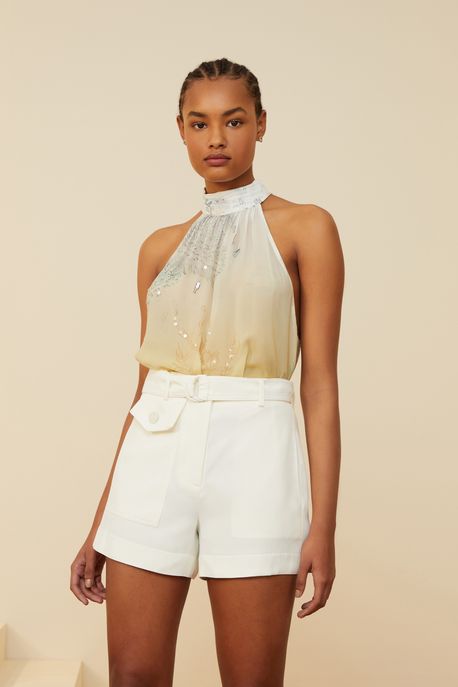 Top Noronha Transparencia Bordado Est Barrado Noronha Branco e Aurora - 38