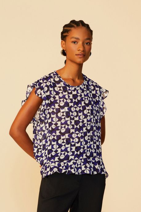 Blusa Wizzi Geo Bh Est Geo Bh Azul m - 38