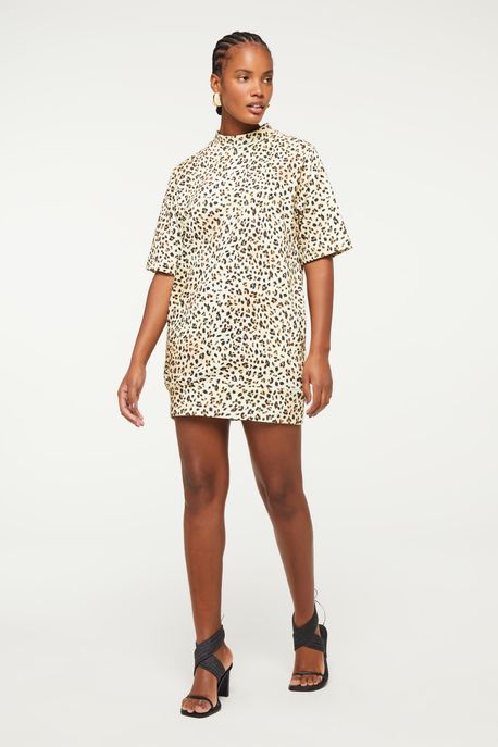 T-Dress De Moletom Estampa Panthera Est Onça Panthera P/Laranja Mock - PP