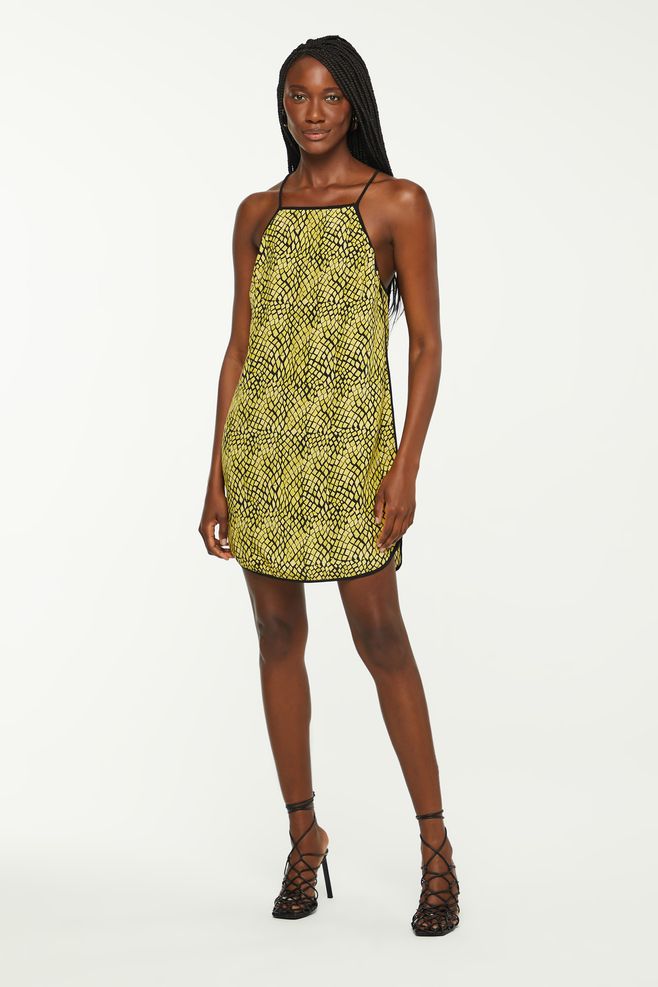 Vestido De Seda Curto Estampado De Alça - Animale Vestido De Seda Curto Estampado De Alça - Animale