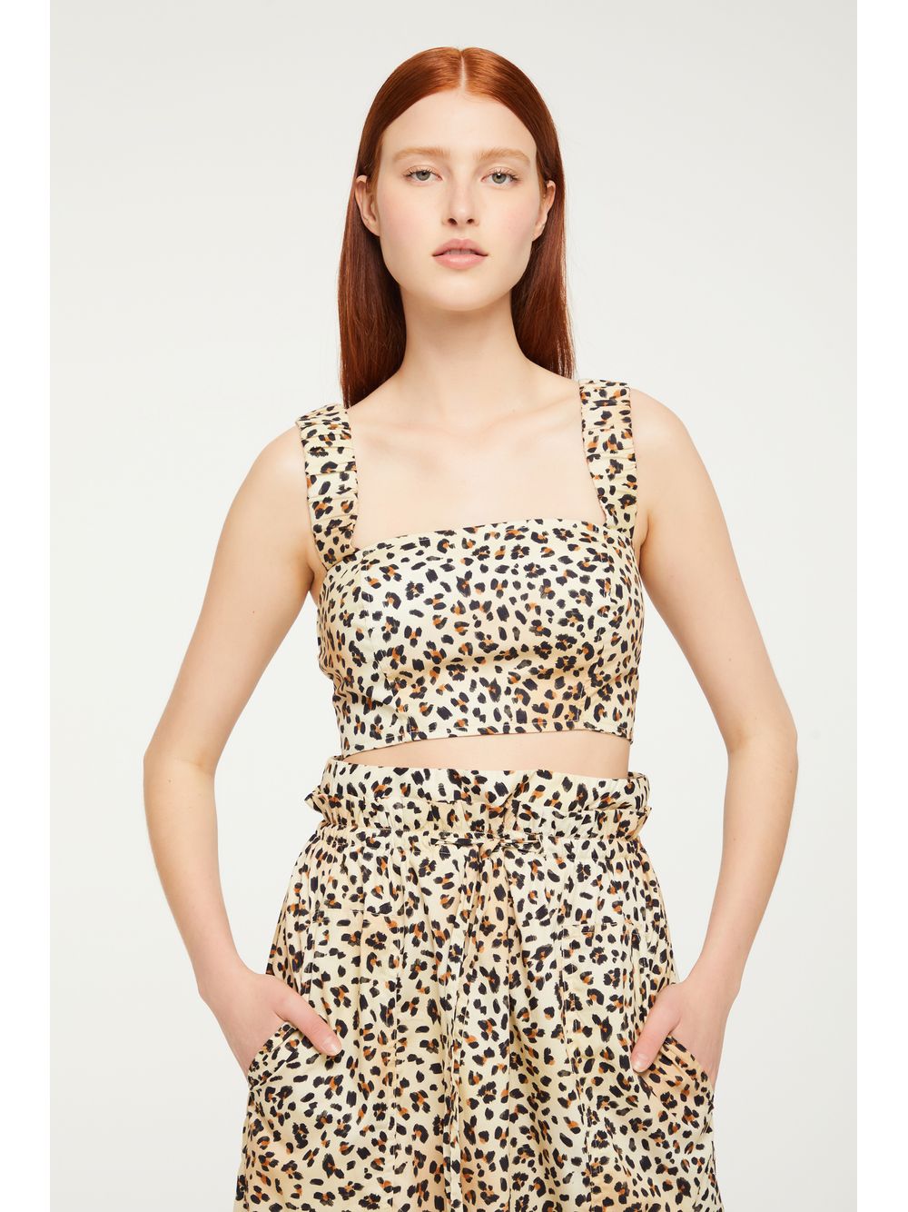 Animale — Top Cropped De Algodão Com Elásticos Estampado
