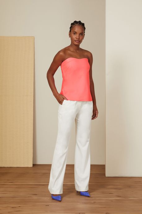 Top De Couro Chromo Free Sem Alça Rosa Rosa Pink - 40