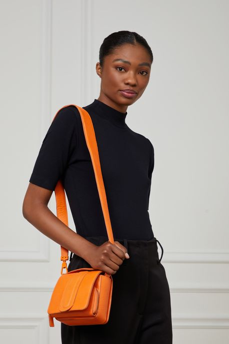 Bolsa De Couro Mini Sac Lezard Laranja Laranja - U