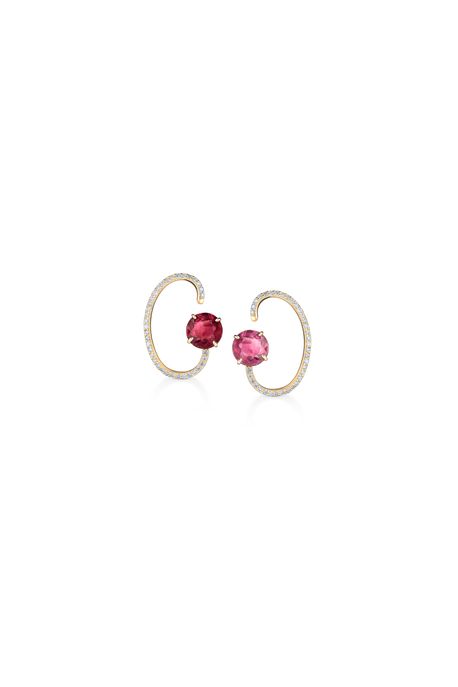 Brinco Pink Curve Oa Com Turmalina Rosa e Diamante Ttlb - U