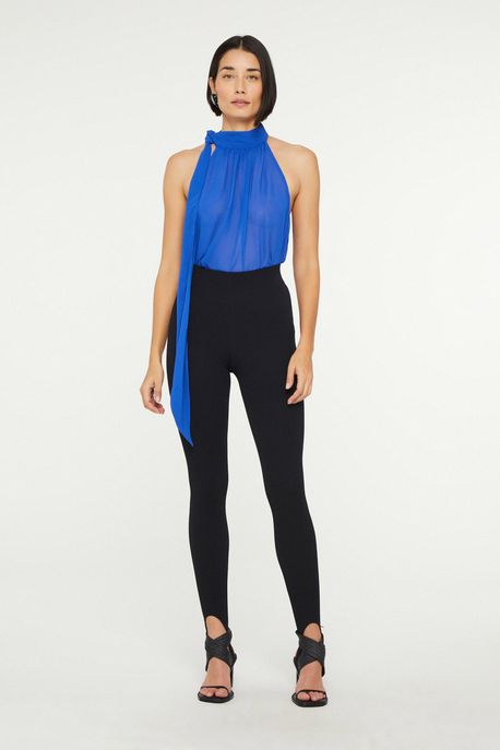 Legging De Malha Crepe Preta Fuseau Preto - P