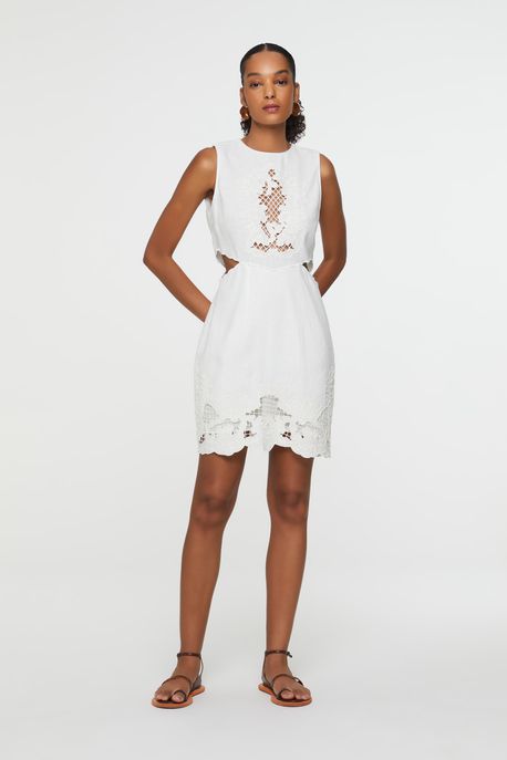 Vestido Curto Richilieu Off White - 34