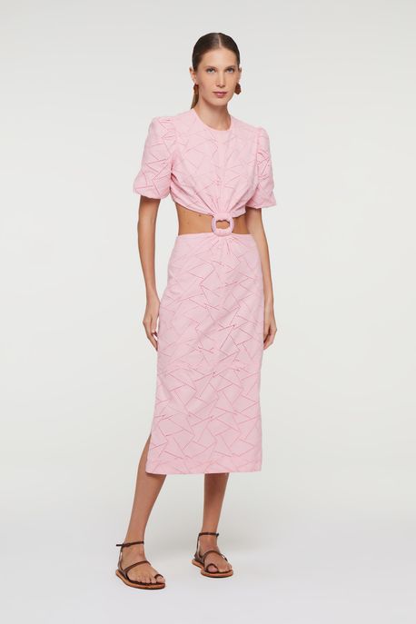 Vestido Midi Laise Triangle Rosa Claro Rosa Clarinho - 44