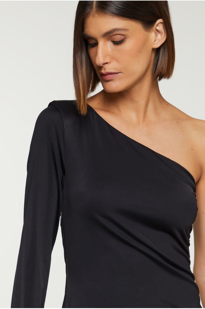 Mini Blusa de Malha com Ponto de Cobertura (Cinza / Preto)