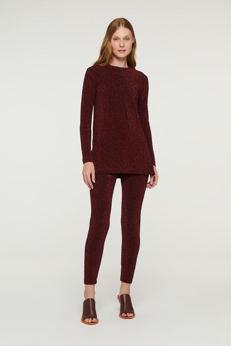 Calça De Malha Brilho Vermelho Vermelho - PP