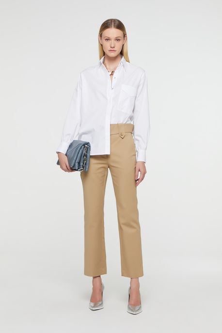 Camisa Slim De Tricoline Com Bolso Branco - 40