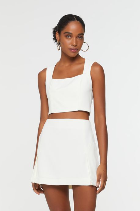 Top De Crepe Alfaiataria Recortes Off White - 40