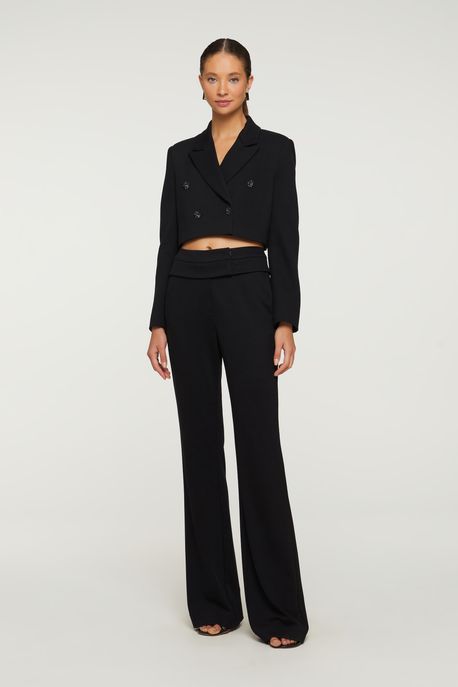 Blazer Curto De Twill Preto - 40