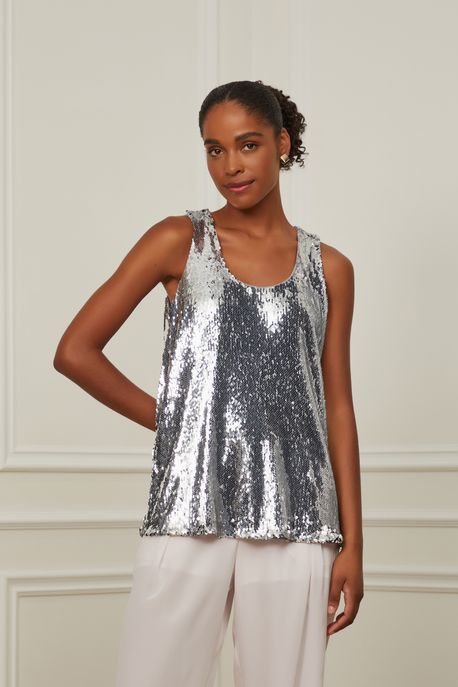 Regata De Paetê Prata Prata - 36