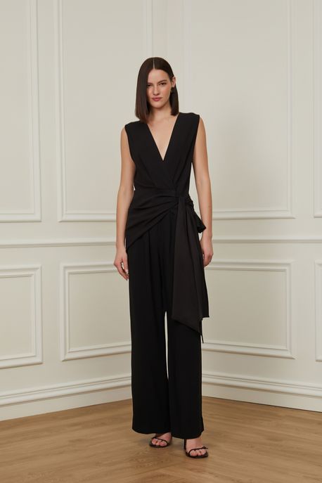 Blusa Sem Manga De Crepe Cachecouer Preto - 42