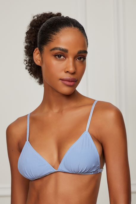 Top De Tule Formato Triangulo Azul Azul Hortensia - G