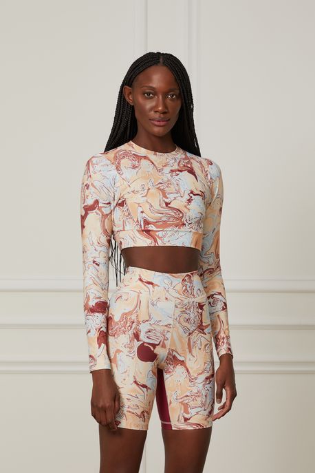 Top Manga Longa Basic Est Beads Vinho/Vermelho Rio - GG