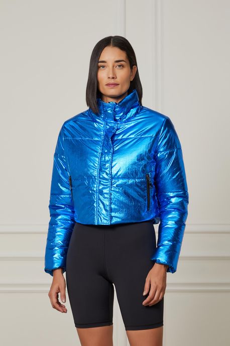 Jaqueta Puff Metalizada Azul - P