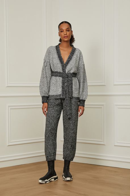 Casaco Oversize Mescla Cinza Escuro - P