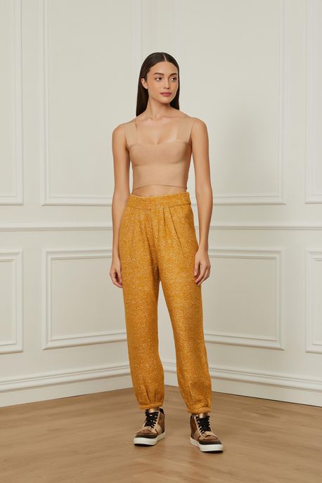 Calça Jogging Tricot Mescla Amarelo Linhaca - M