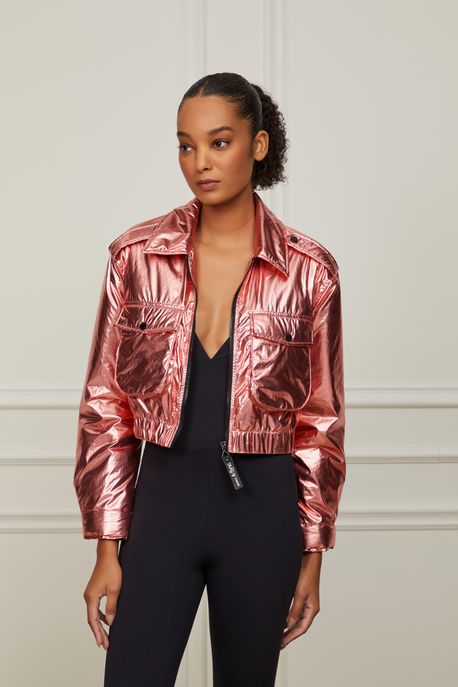 Jaqueta De Nylon Metálica Coral Caqui - G