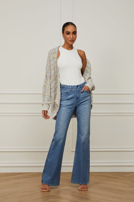 Calça Jeans Flare Resinada Jeans Claro - 44