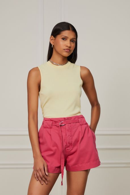 Regata De Tricot Meia Malha Amarelo Citron - G