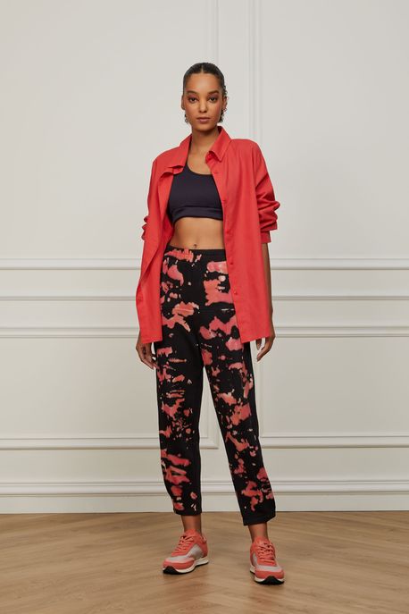 Calça De Moletom Artsy Tie-Dye Preto/Coral Cayenne/Coral Caqui - P