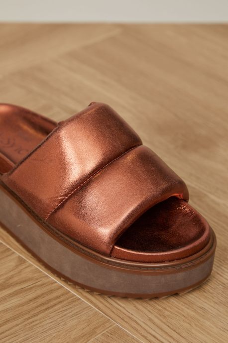 Slider De Couro Chunky Cobre - 34