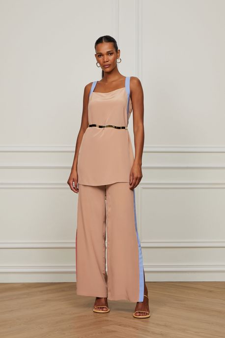 Túnica De Seda Longa Bronze Light Com Amarração Na Lateral Bronze Light - 42